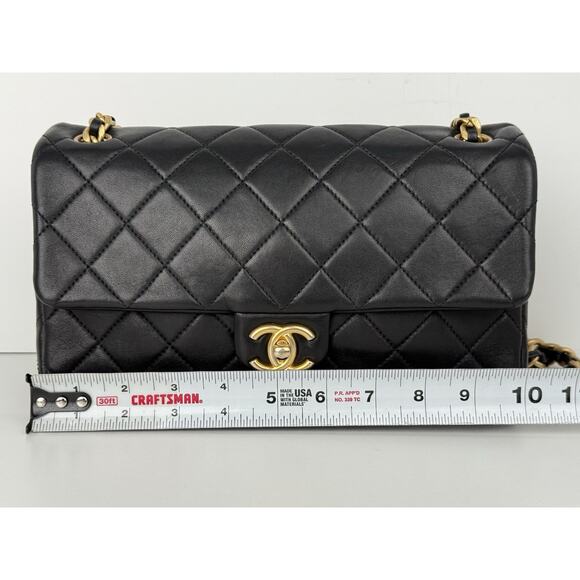 Chanel Timeless Classic Flap Medium Quilted Leather Shoulder Bag Black with Gold - Picture 10 of 16